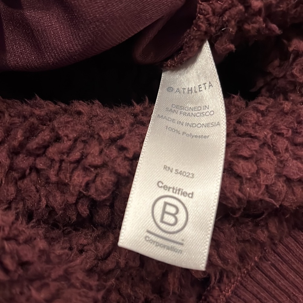 Athleta Talus Deep Burgundy Half Zip Sherpa Pullover Jacket Women Size S - Picture 8 of 9